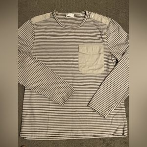 7 For All Mankind Men's Stripe Epaulet Long Sleeve T-Shirt